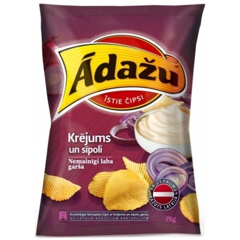 Chips with sour cream and onion flavour, Ādažu, 75g