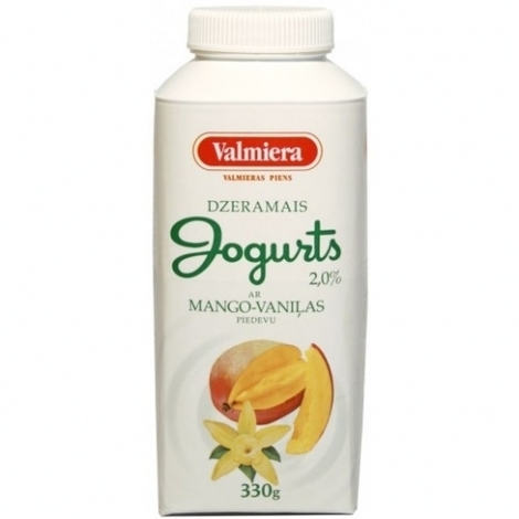 Dzeramais jogurts ar mango-vaniļas garšu, Valmiera, 2%, 330g