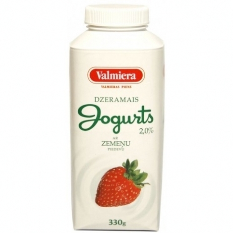 Drinking yogurt with strawberry flavor, Valmiera, 2%, 330g