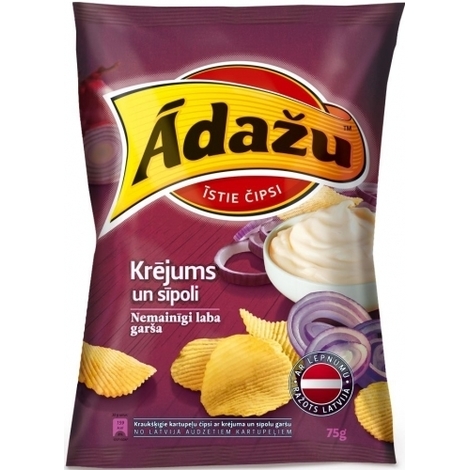 Chips with sour cream and onion flavour, Ādažu, 150g