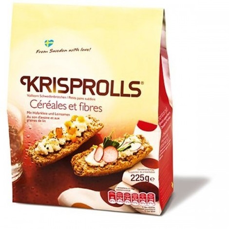 Crispbread Krisprolls Cereales et fibres, 225g