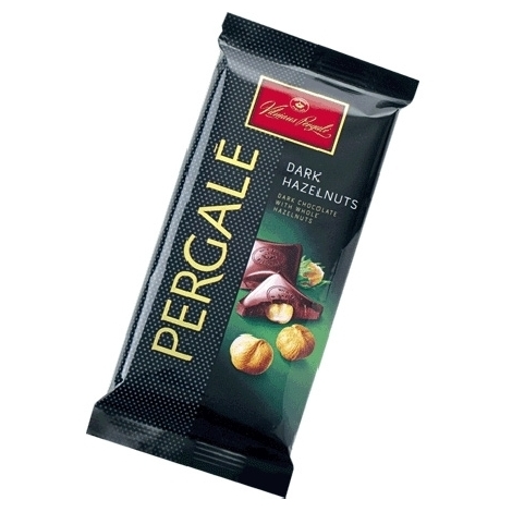 Black chocolate Pergale with hazelnuts, 100g