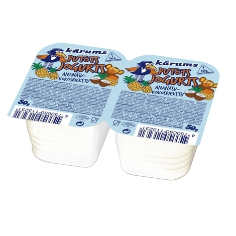 Whipped yogurt with pineapples and coconut, Kārums, 50g