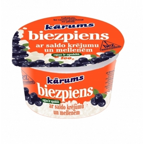 Curd with cream and blueberries, Kārums, 160g