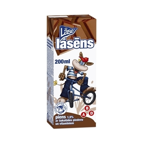 Milk with chocolate flavour, Lāsēns, 200ml