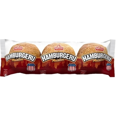 Hamburger buns 3pcs., Hanzas maiznica, 150g