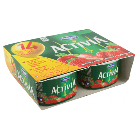 Jogurts Activia, ar zemenēm, 4x120g, 480g