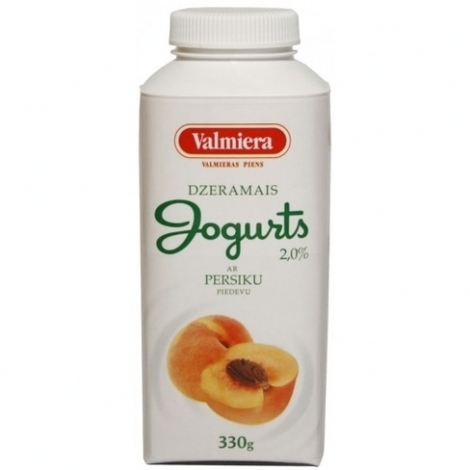 Drinking yogurt with peach flavor, Valmiera, 2%, 330g