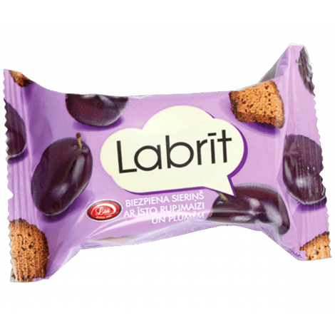 Curd snack with rye-bread and plums, Labrīt, 35g