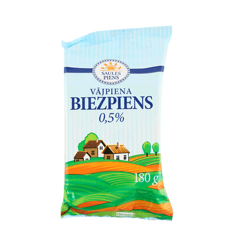 Vājpiena Biezpiens, Saules Piens 0.5%, 180g