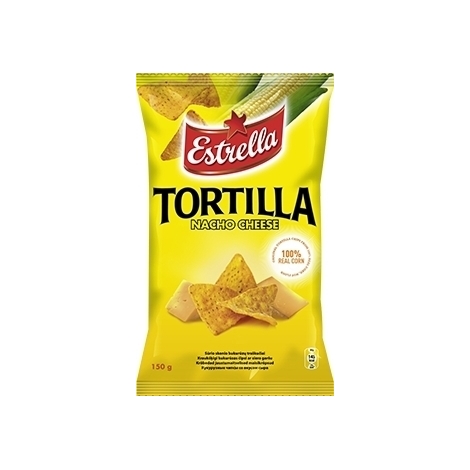 Kukurūzas čipsi, Tortilla ar siera garšu, Estrella, 150g