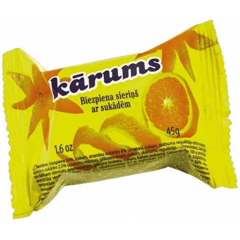 Curd snack with candied, Kārums, 45g