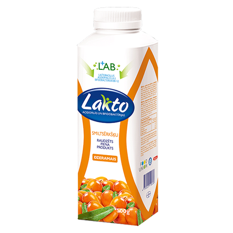 Raudzēts piena produkts Lakto, smiltsērkšķu, 500g