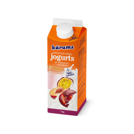 Bifido drinking yoghurt with nectarine and passion fruit, Kārums, 1kg