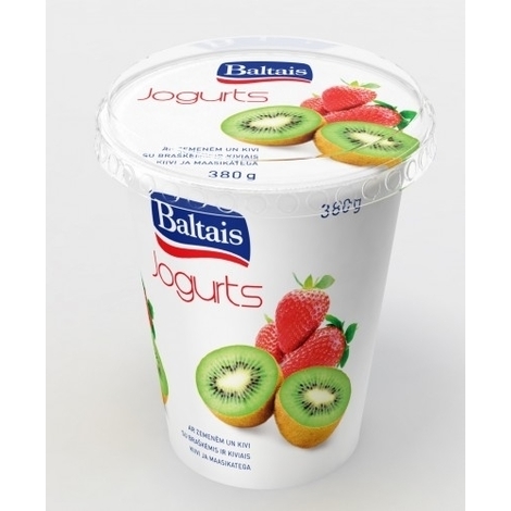 Jogurts ar zemenēm un kivi, Baltais, 380g