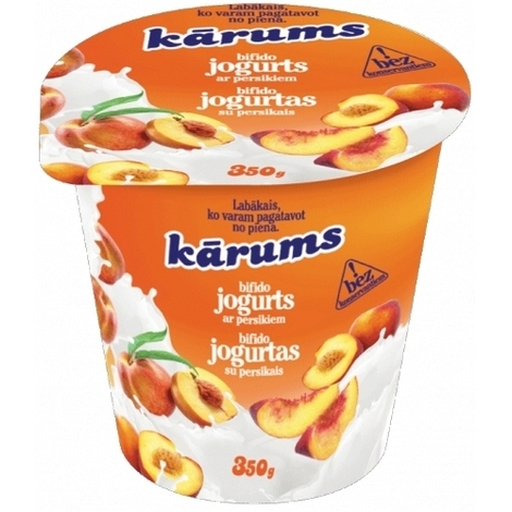 Bifido yogurt with peaches, Kārums, 350g