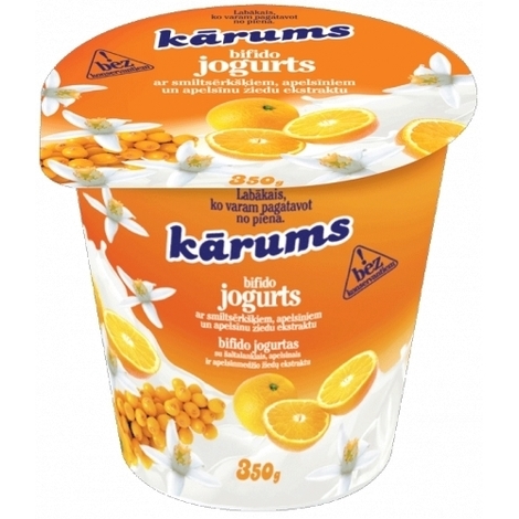 Bifido yogurt with sea buckthorn and oranges, Kārums, 350g