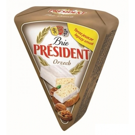 Siers Brie President ar riekstiem, 125g