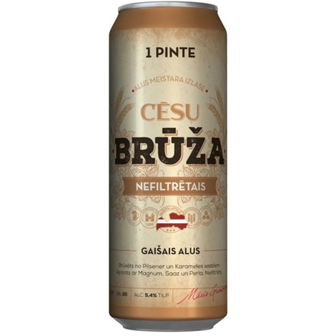 Cēsu Brūža nefiltrētais alus Pinte skārdenē, 5,4%, 568ml