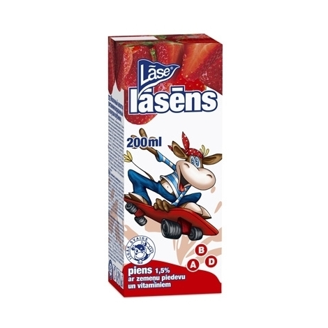 Piens Lāsēns ar zemeņu garšu, 200ml
