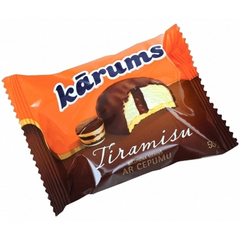 Curd snack with biscuit and tiramisu, Kārums, 50g