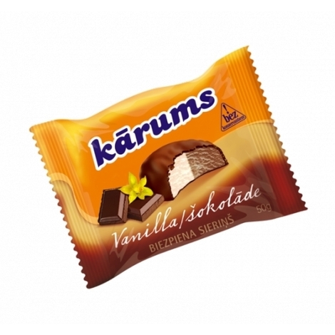 Curd snack with vanilla and chocolate, Kārums, 50g